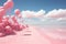 Tranquil Pink beach surreal. Generate Ai