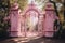 Tranquil Pink gates paradise. Generate Ai