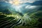 Tranquil Rice Terraces Cascading Down A Mountainside