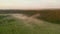 Tranquil rural landscape from a bird`s eye view. Filmed in UHD 4k video
