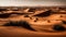 Tranquil sand dune landscape, Africa majestic natural landmark at sunset generated by AI