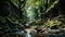 Tranquil scene ancient tree stands tall in lush tropical rainforest generated by AI