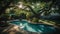 Tranquil scene of luxury poolside in tropical nature idyllic beauty generated by AI