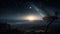 Tranquil scene Milky Way galaxy illuminates night sky over mountains generated by AI
