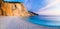 Tranquil sea scenery - sunset in beautiful beach in Lefkada island Porto Katsiki,Greece