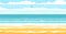 Tranquil seashore beach ocean or sea, summer holidays and vacations theme vector illustration, can be used as a background for