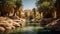 A Tranquil and Serene Oasis in the Arid Desert Landscape