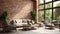 Tranquil Serenity: Naturalistic Rendering Of A Sun Room With Brick Wall