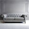 Tranquil Simplicity: Grey Sofa in Minimalist Black Room Interior Design