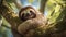 Tranquil Slumber: Sleepy Sloth Resting on Tree Branch