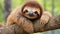 Tranquil Slumber: Sleepy Sloth Resting on Tree Branch