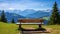 Tranquil Solitude: Alpine Scenic Beauty in an AI-Generated Wooden Bench