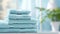 Tranquil Spa. Serene Retreat with Soft Blue Towels for Relaxation and Rejuvenation
