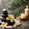 Tranquil Spa Setting with Massage Stones, Soaps, and Candles