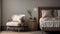 Tranquil Still Life: A Light Brown Bedroom With Grey Wall