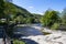 Tranquil summer landscape of the beautiful river Dee at Llangollen, north Wales