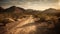 Tranquil sunrise over majestic mountain range in arid wilderness area. generated by AI