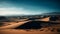 Tranquil sunrise over majestic sand dunes in remote African wilderness generated by AI