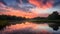 Tranquil Sunset Sky with Delicate Clouds and Lake