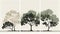 Tranquil Trio: A Minimalist Depiction of Three Majestic Oak Trees, Made with Generative AI