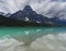 Tranquil Turquoise Waterfowl Lake with Mountain Reflection, Alberta, Canada