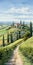 Tranquil Tuscan Countryside: A Detailed Illustration By Mark Brooks