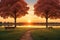 Tranquil Twilight: Beautiful Sunset View of a Peaceful Park