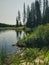 Tranquil view of Hickey Lake in the summer on the Hickey Lake hiking trail in Duck Mountain Provincial Park, Manitoba, Canada