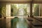tranquil water feature in a peaceful yoga studio