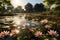 Tranquil Water Lily Pond in Memorial Park A