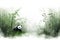Tranquil Watercolor Bamboo Grove with Pandas.