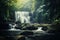 Tranquil waterfall in the forest self care background