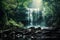 Tranquil waterfall in the forest self care background