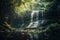 Tranquil waterfall in the forest self care background