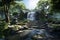 Tranquil Waterfall in Memorial Sanctuary A