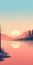 Tranquil Wetland: Minimalistic Lake Shore Sunset Wallpaper