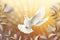 Tranquil Wings Beautiful White Dove Bird Wallpaper for Peaceful Days. AI