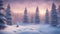 Tranquil Winter Forest Landscape at Sunset