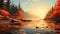 Tranquil Winter Forest Sunset Artwork: Calm Waters, Vancouver School, Vibrant Illustrations