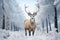 Tranquil winter scene A deer in a snow covered field