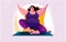 Tranquil yoga obese woman graphic illustration generative ai