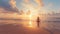 A tranquil yoga session on a beach at sunrise. Resplendent.