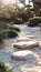 Tranquil zen garden composition with thuja branches and stones for peaceful ambiance