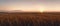 Tranquility of a vast wheat field at sunset, with the warm tones of the sky