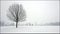 Tranquillity scene of a single maple tree in heavy snowfall, winter scenery