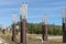 Trans Alaska Pipeline markers indicate where the pipeline goes underneath the group