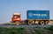 Trans-Asia container on trailer , speeding towards Mumbai on highway