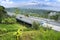 Trans-Java Toll Road bridge with mountain view