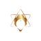 Trans meditation head golden vector icon.