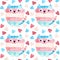Trans pride - seamless pattern with cute cats and hearts. LGBT art